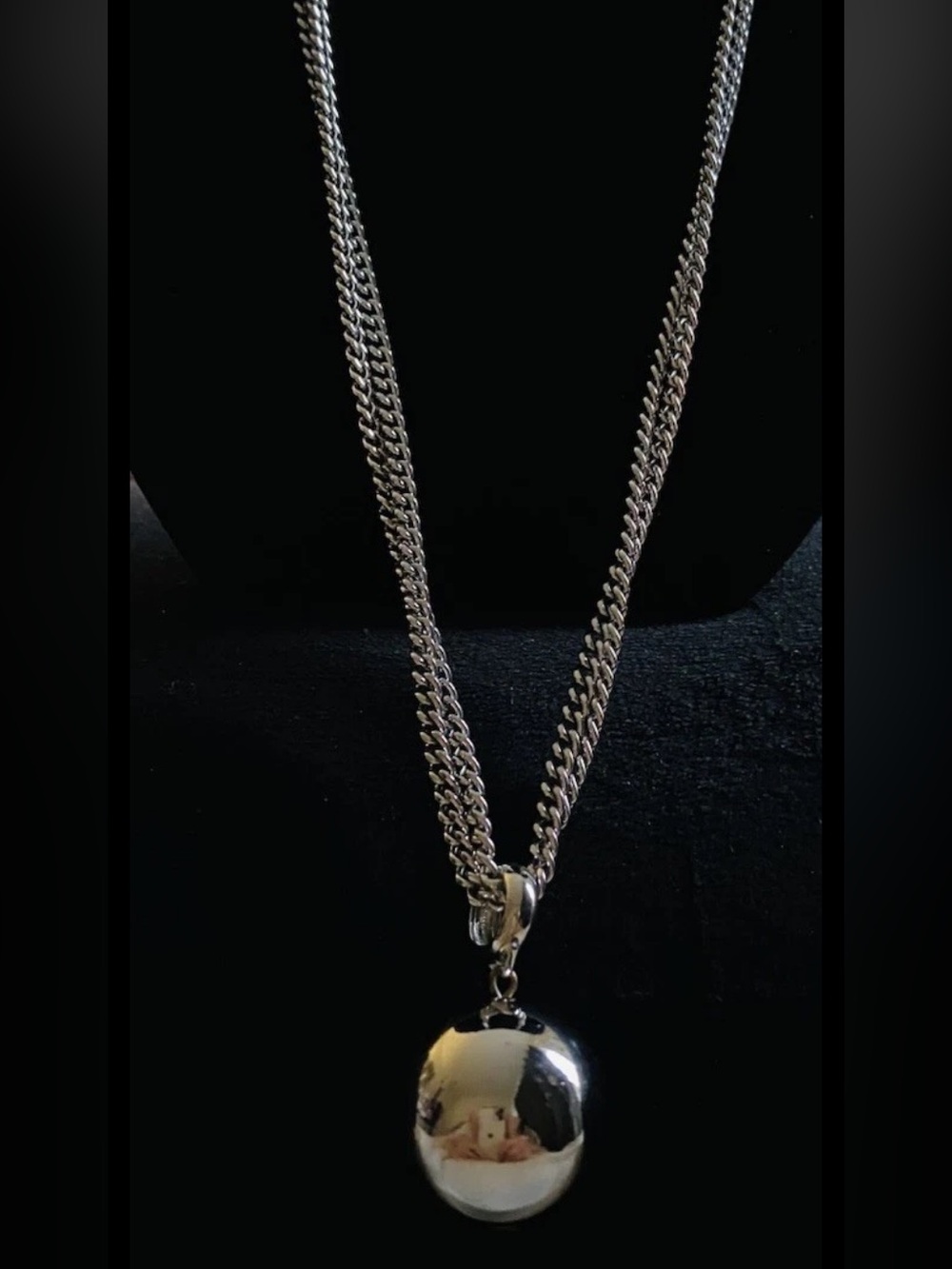Vintage Monet Silver Tone Ball Necklace Vintage 2 Strand Chain Charm Pendant 31”